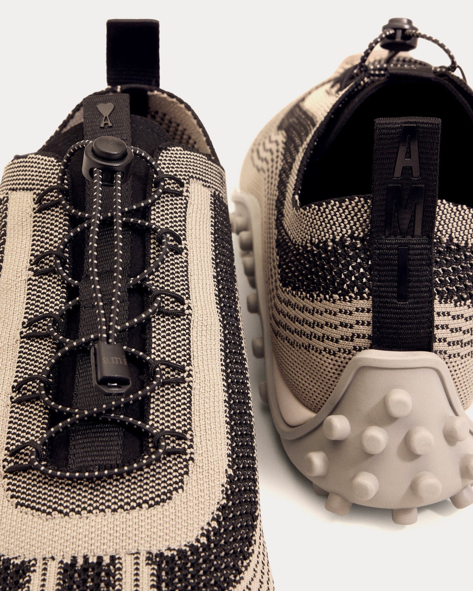 Mirage Knit Taupe Beige / Black Low Top Sneakers