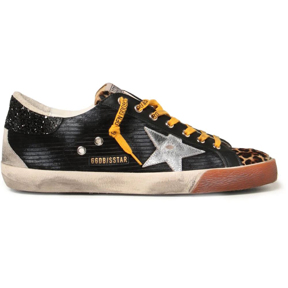 Golden Goose Super Star Corduroy Black Beige Silver Ice