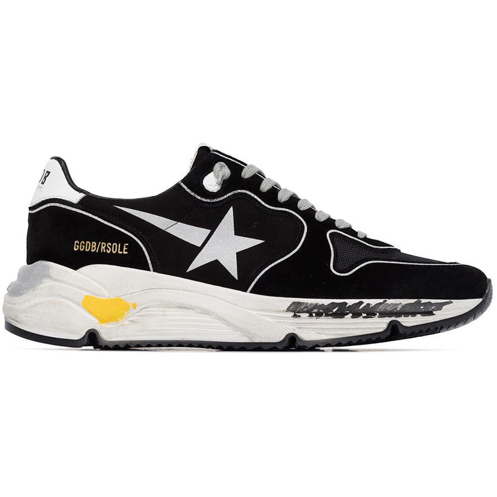 Golden Goose Running Sole Suede Hand-Painted Black Silver White