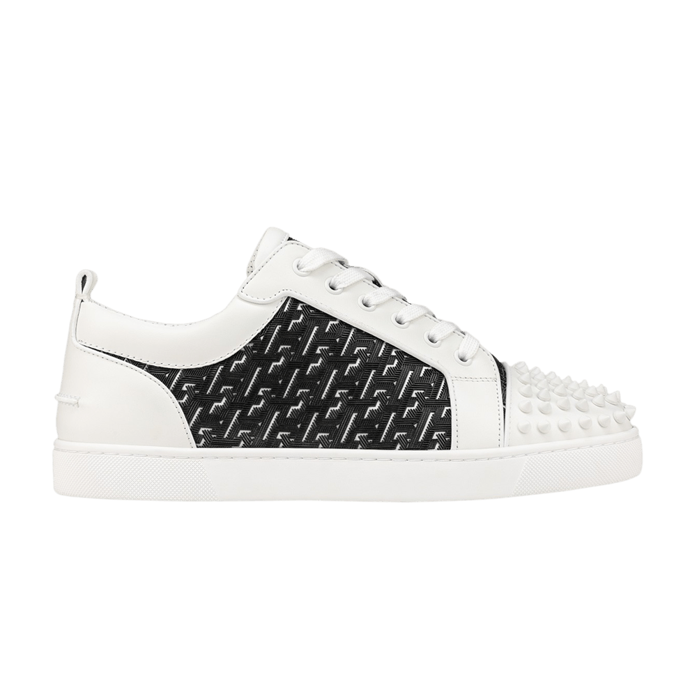 Christian Louboutin Louis Junior Spikes Orlato Flat 'CL Monogram - White Black'
